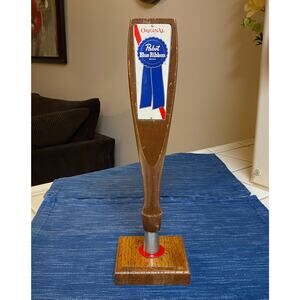 Vtg Pabst Blue Ribbon Wooden Beer Tap Handle Wood Mounted Advertising 13" 49B